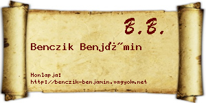 Benczik Benjámin névjegykártya